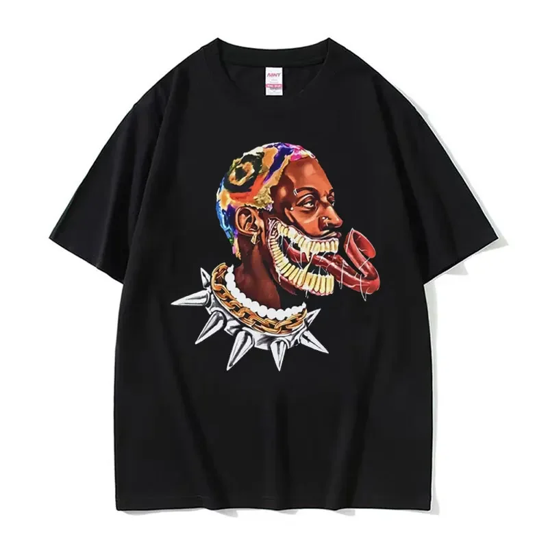 Dennis Rodman Basketball Vintage Style 90s Streetwear T-shirts Men's Clothing Fashion Hip Hop T Shirt Male Oversized Cotton Tops