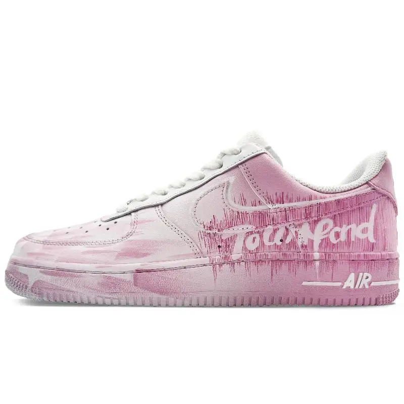

[Нестандартная розовая частота] Nike Air Force 1, устойчивые к истиранию низкие туфли для скейтборда, унисекс, розовые, белые