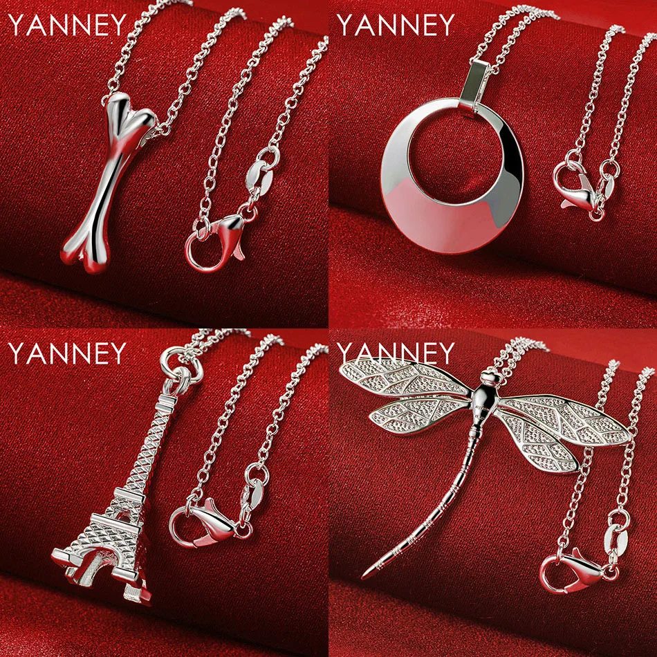 

Charm 925 Sterling Silver 16-30 Exquisite Dragonfly Tower Necklace Women's Party Accessories Gift Wedding Elegant