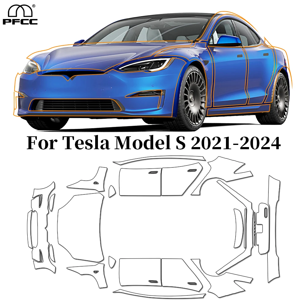 

For Tesla Model S 2021-2024 TPU Paint Protection Film Pre-cut PPF Anti-Scratch Car Body Clear Bra Resistant Invisible Repairable