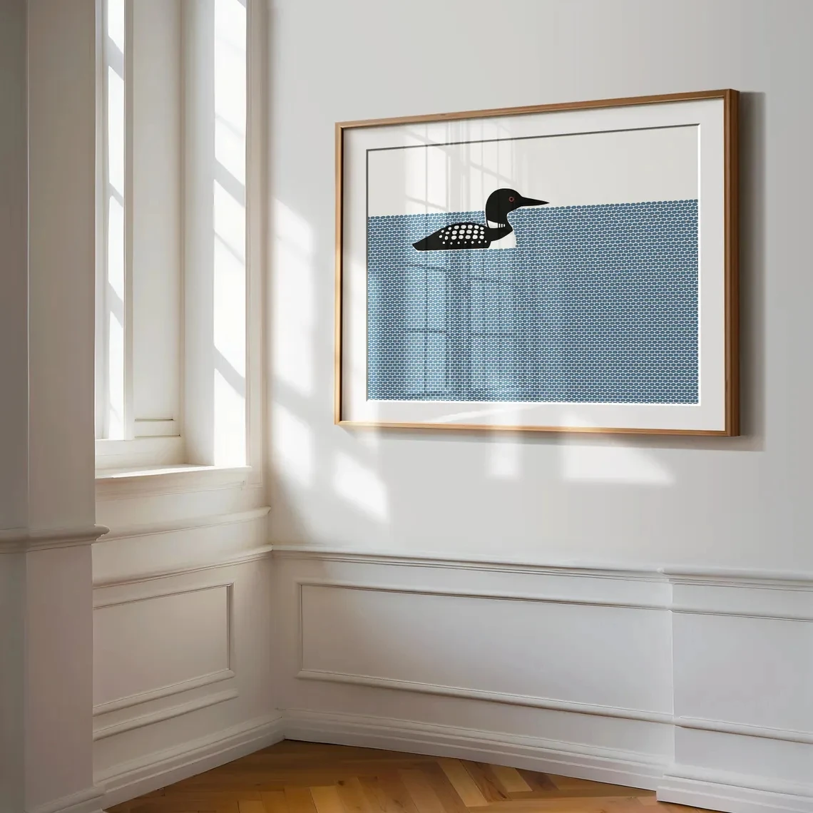 1pc frameless Canvas Painting Loon Wall Art Poster Nordic Lakehouse Decor Wall Picture Black and White Water Bird Artwork Scandi