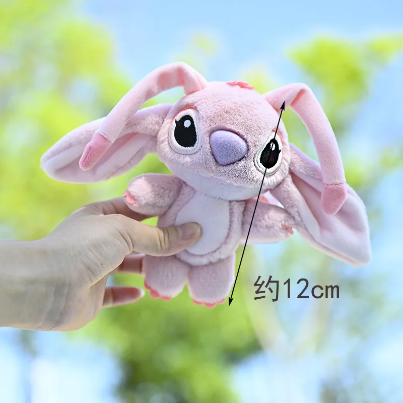 12cm Disney Kawaii Stitch Plush Keychain Toy Lovely Lilo & Stitch Doll Angel Plushies Cute Cartoon Pendant Girls Birthday Gift