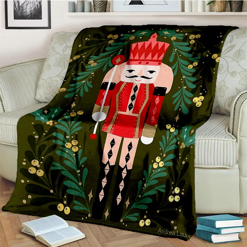 Nutcracker Christmas Tree Cartoon Blanket,Soft Throw Blanket for Home Bedroom Bed Sofa Picnic Travel Office Cover Blanket Kids