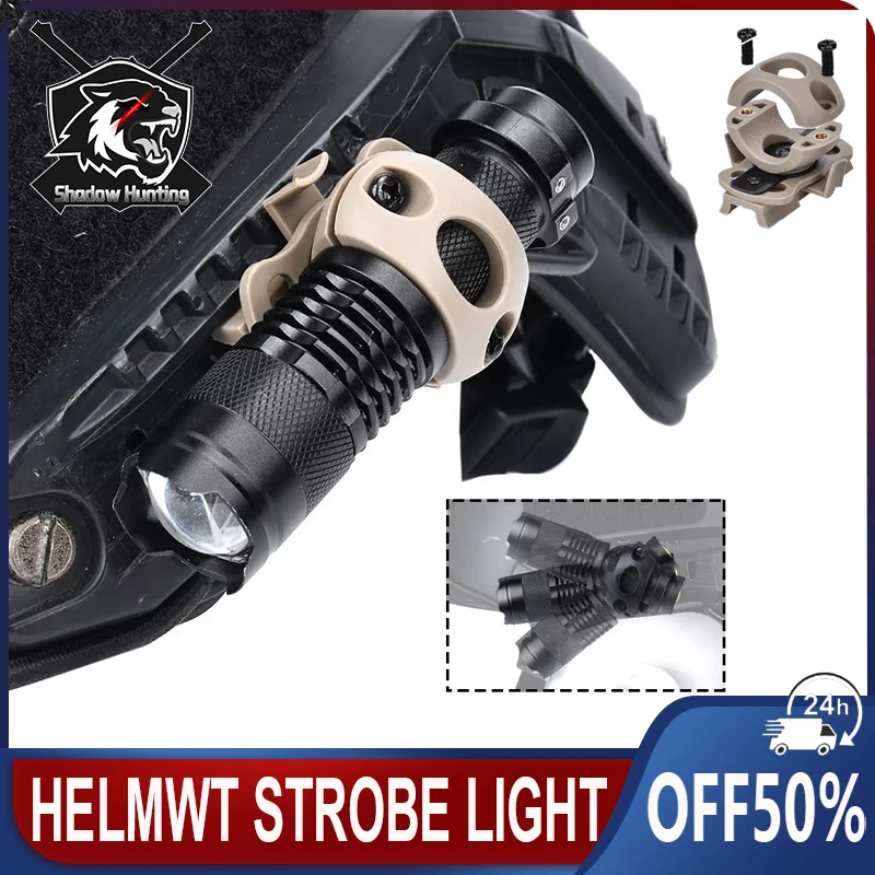 WADSN 100 Lumens Fast Helmet Light Telescopic Zoom Mini Helmet Lights Strobe LED Scout Lamp Hat Clamp Holder Hunting Accessories