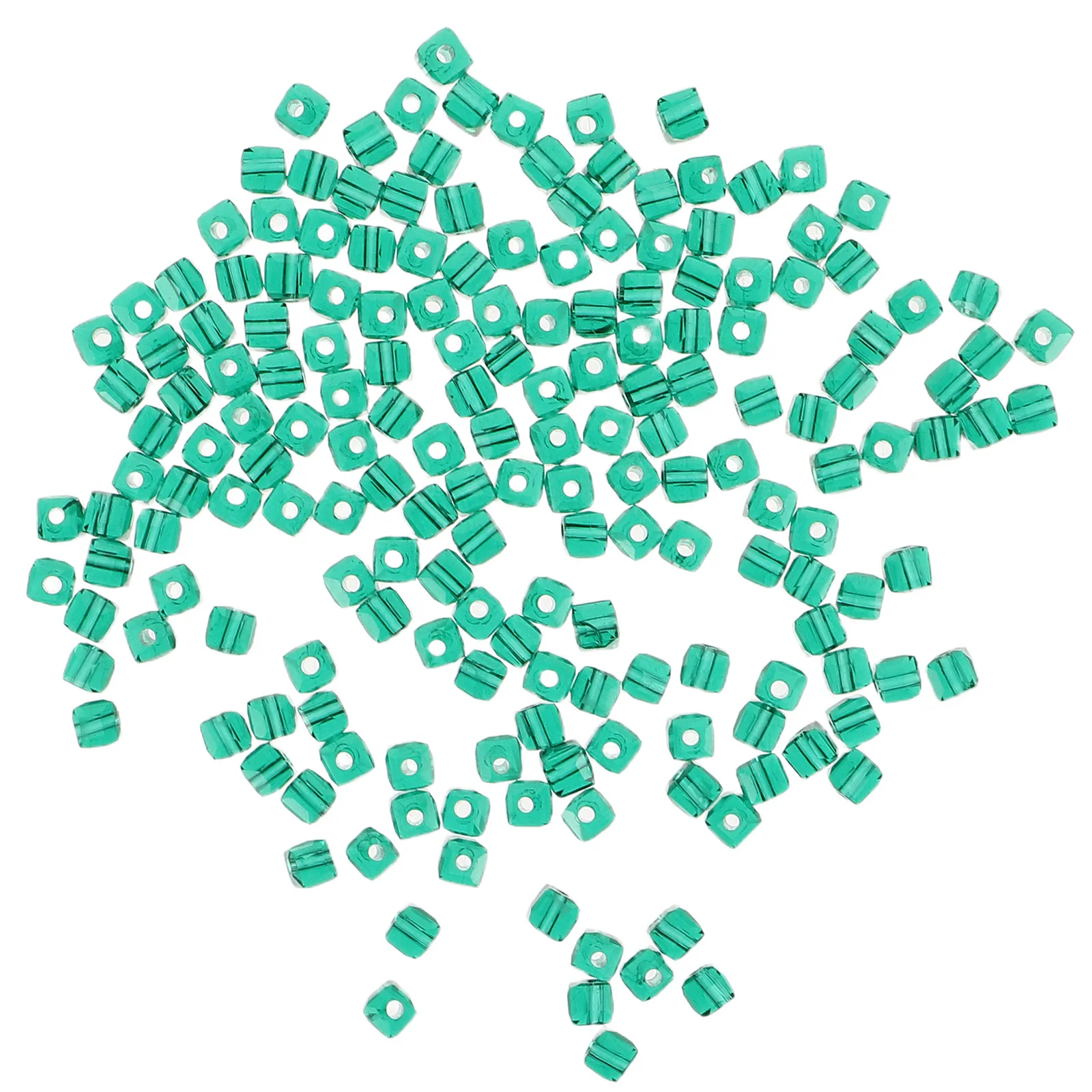 

200pcs 4Mm Loose For Jewelry Making Diy Necklace Earring Craft Supplies Square Glass Beads Faceted Cube Spacer Beads Green