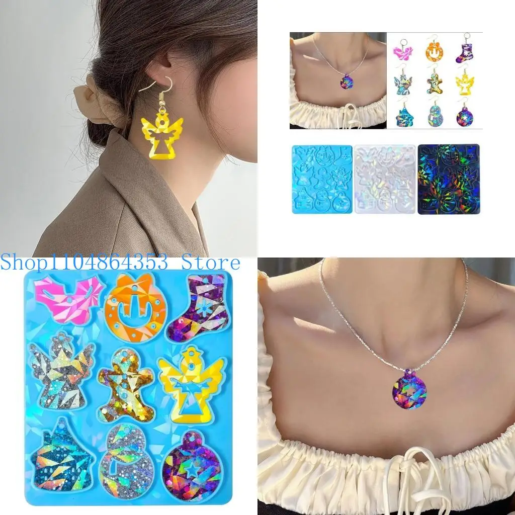 

652F Light Keychain Pendant Silicone Mold Combined House Socks Mold DIY Ornaments Mould for Birthday Gift