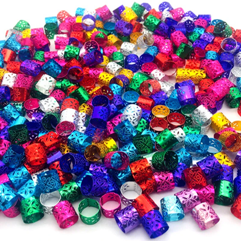 90Pcs Mix Color 11x10mm Small Hair Clips Adjusted Dreadlocks Tube Beads Braid Cuffs Hollow Hair Styling Accessories Women Girls