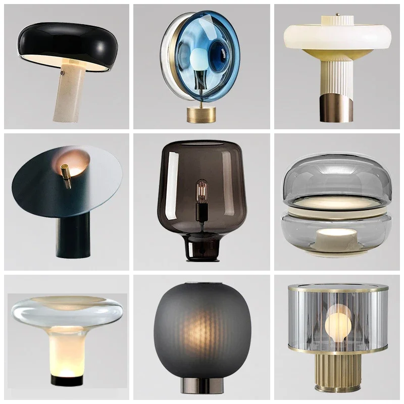 

Italian Designer Glass Desk Lamp Nordic Living Room Bedroom Bedside Hotel Light Luxury Art Study Decoration Villa LED Desk Lamp