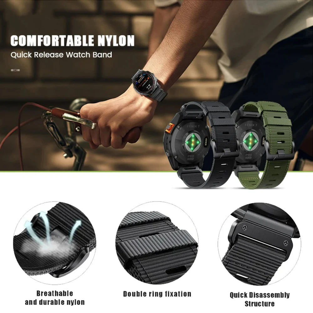 Нейлоновый браслет QuickFit 22 мм 26 мм для Garmin Fenix 8X 7 6 5xpuls Forerunner 970, ремешок Quatix/Tactix 8 Enduro3 Epix Pro, браслет