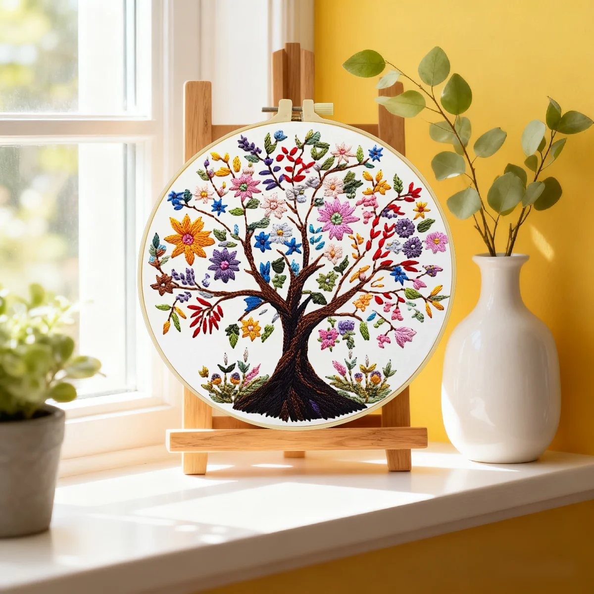1 Stück 20X20CM/15X15CM 7,87/6,3 Zoll Baum des Lebens Stickerei-Starter-Kit DIY-Kit DIY-Stickerei-Set Handarbeiten Heimdekoration – Detail 1