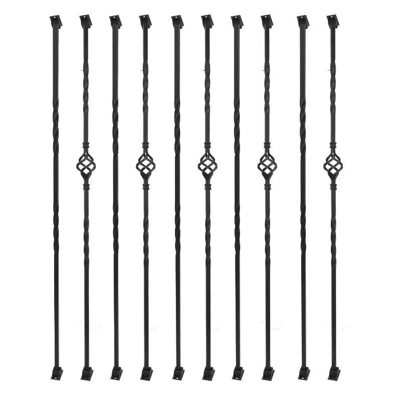 10 Pack Iron Balusters for Staircase Stair Spindles  with 20 Baluster Swivel Shoes，home.