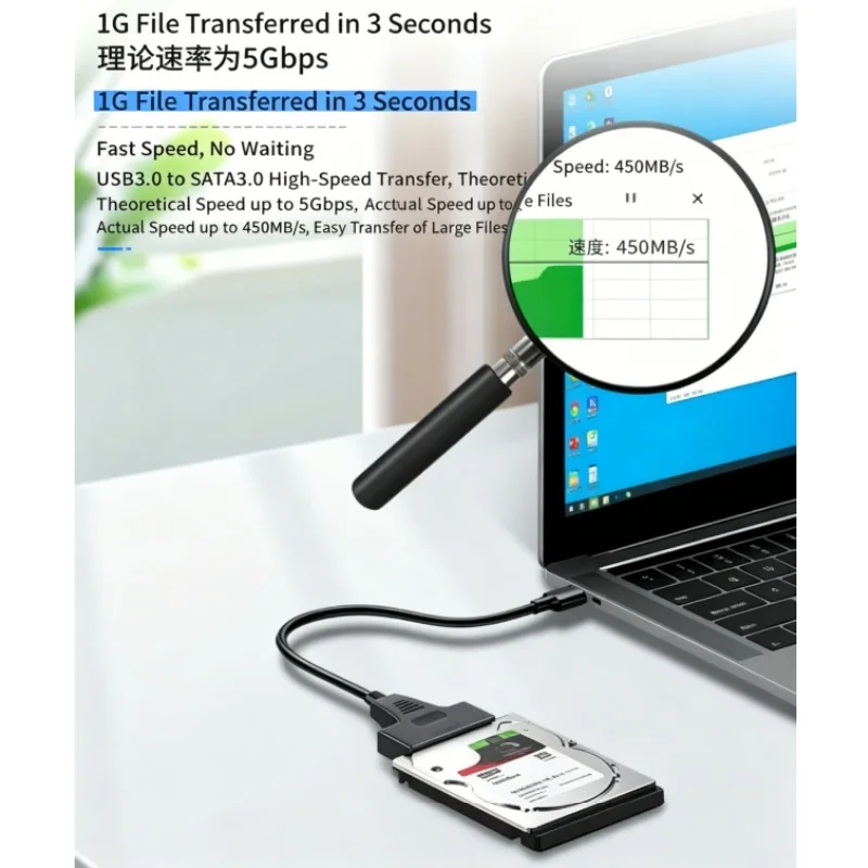 SATA to Type-C Hard Drive Adapter Cable 2.5/3.5 Inch Mechanical SSD Legacy Hard Disk Pin Transfer Line for Laptop Desktop Comput