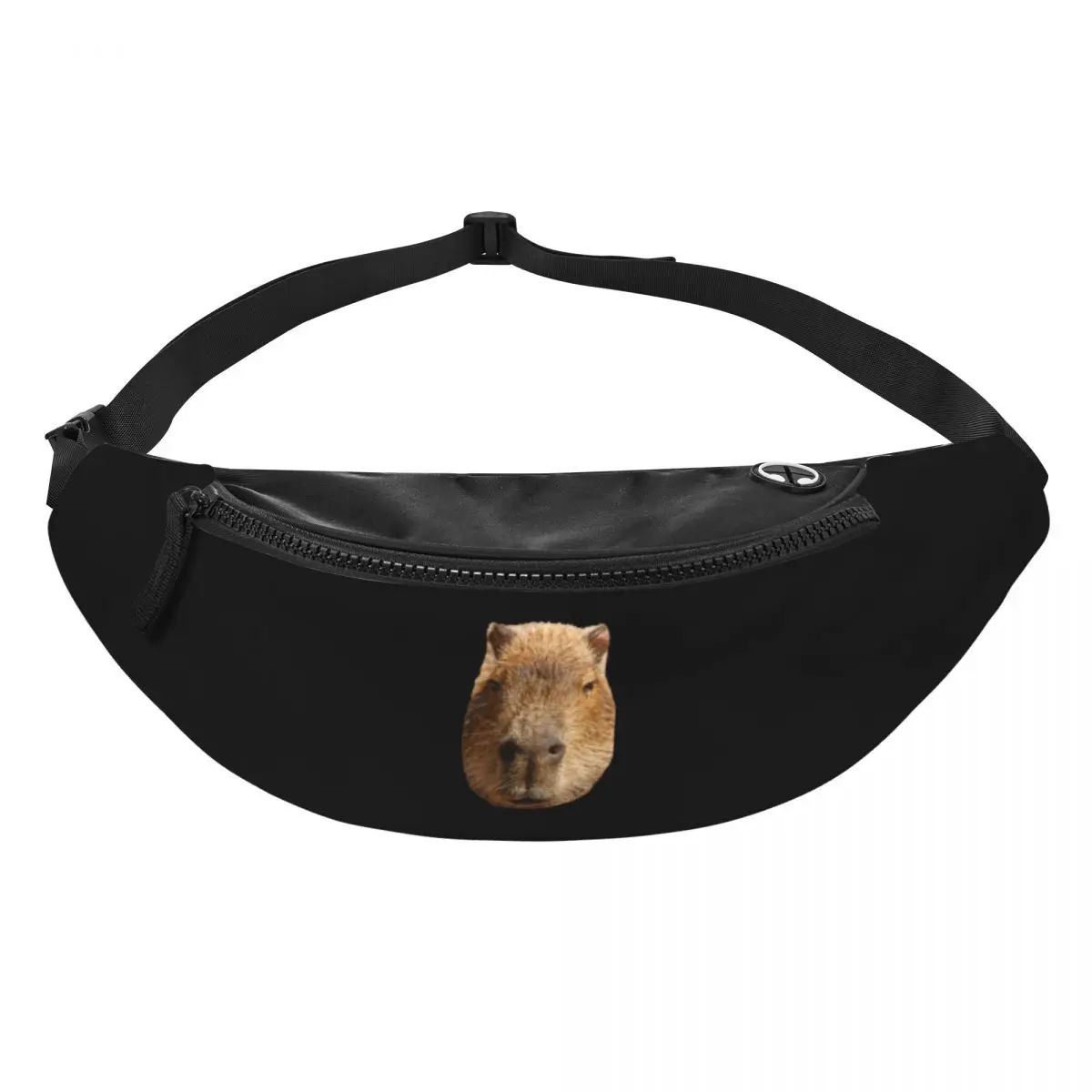 Custom Fashion Capybara Face Fanny Pack for Cycling Camping Men Women Crossbody Waist Bag Phone Money Pouch