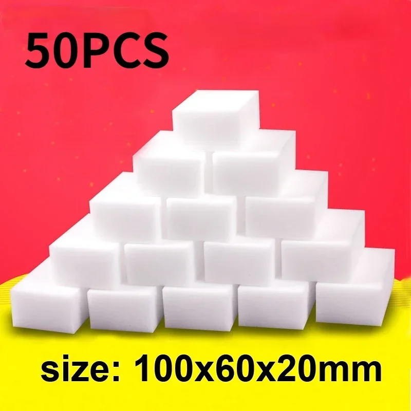 50 Pcs/lot Magic Sponge Eraser Kitchen Melamine Sponge Cleaner Cleaning Sponge for Office Bathroom  Kitchen Accessories