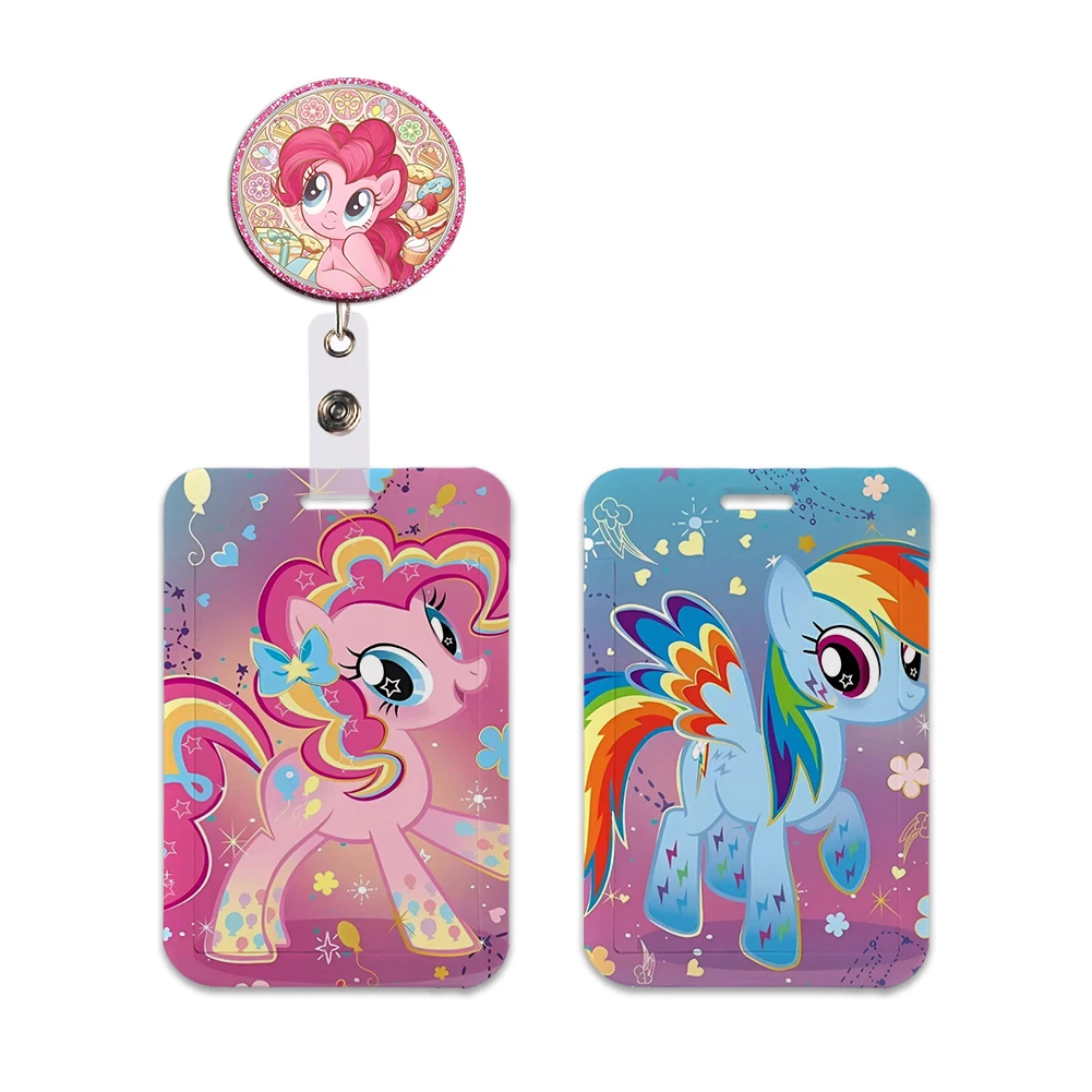 Picture 7: Cartoon Little Pony ID Badge Holder Neck Strap Pendant Door Card Holders Lanyards Girls Lanyard Student Kids Credential Holder