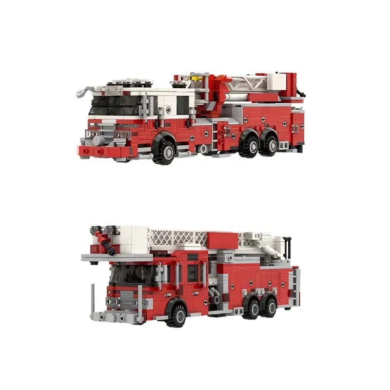 시티 파이어 시리즈 모던 미드 마운트 타워 차량 타워 사다리 MOC 빌딩 블록 모델 독창성 브릭 장난감 소년 선물