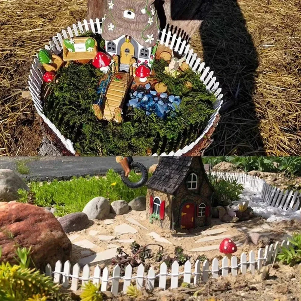 1PC 5 * 90cm Mini Miniature Landscape Guardrail Dollhouse Gardening Decoration Guardrail Succulent Wood Guardrail Jewelry