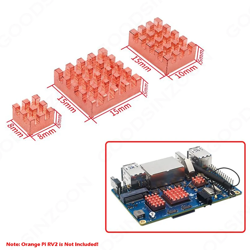 Корпус Orange Pi RV2 с вентилятором и комплектом радиатора 3 шт., вентилятор охлаждения 3 в 1, медный радиатор, комплект кулера для платы Orange Pi RV2