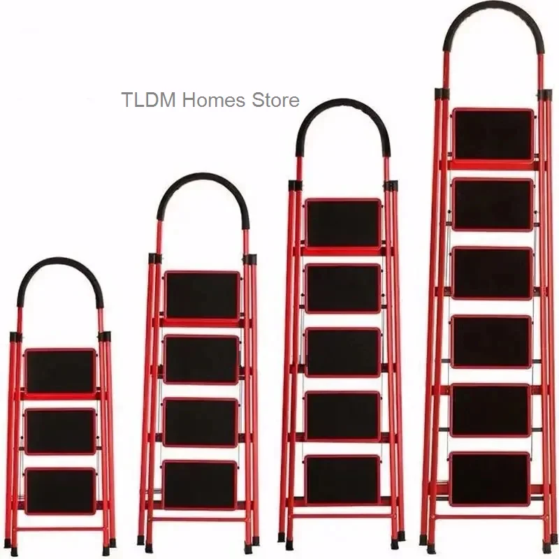 

Non-slip Home Step Ladders Multi-functional Thickened Steel Pipe Shrinking Step Stools Climbing Stairs Indoor Folding Ladder