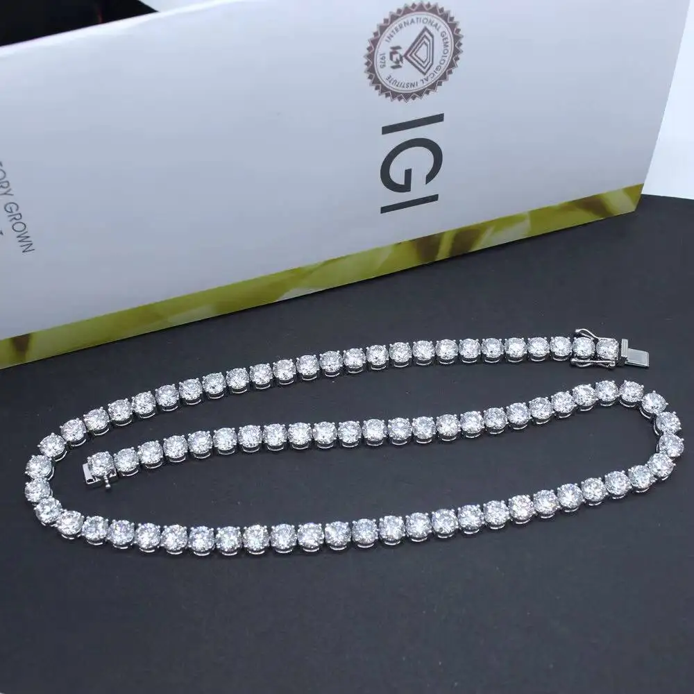 S925 necklace Moissanite 14k Real Gold 2mm Lab Grown Diamond Tennis Necklace 18 Inches IGI Certified Lab DiamondsTennis Link