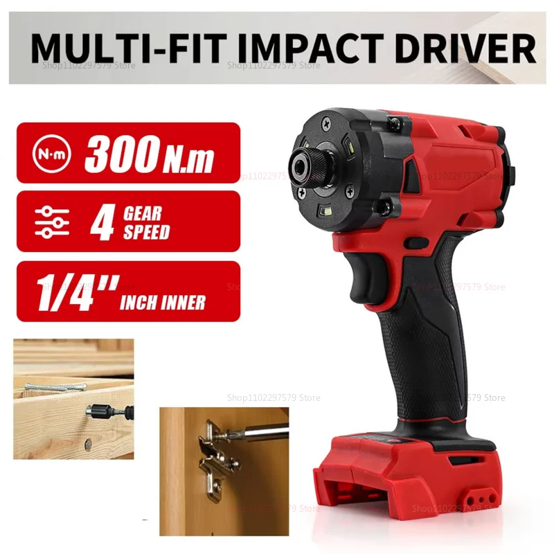 

18V Brushless Impact Driver Torque Cordless Impact Wrench Rechargeable 300NM Heavy Power Tool for Construction and Home Improvem