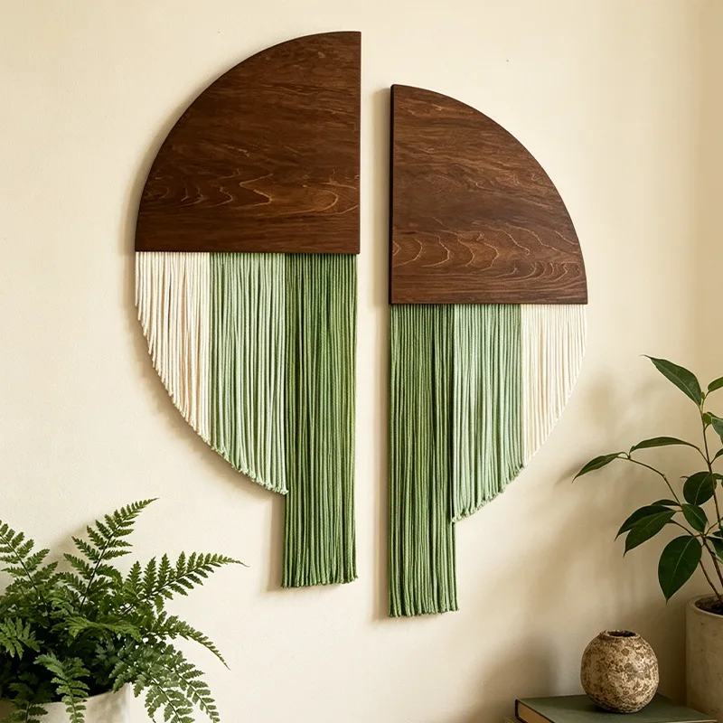 Wooden Tassel Wall Hanging, Bohemian Hand Woven Decorative Headboard, Living Room, Home Office, Holiday Gift.