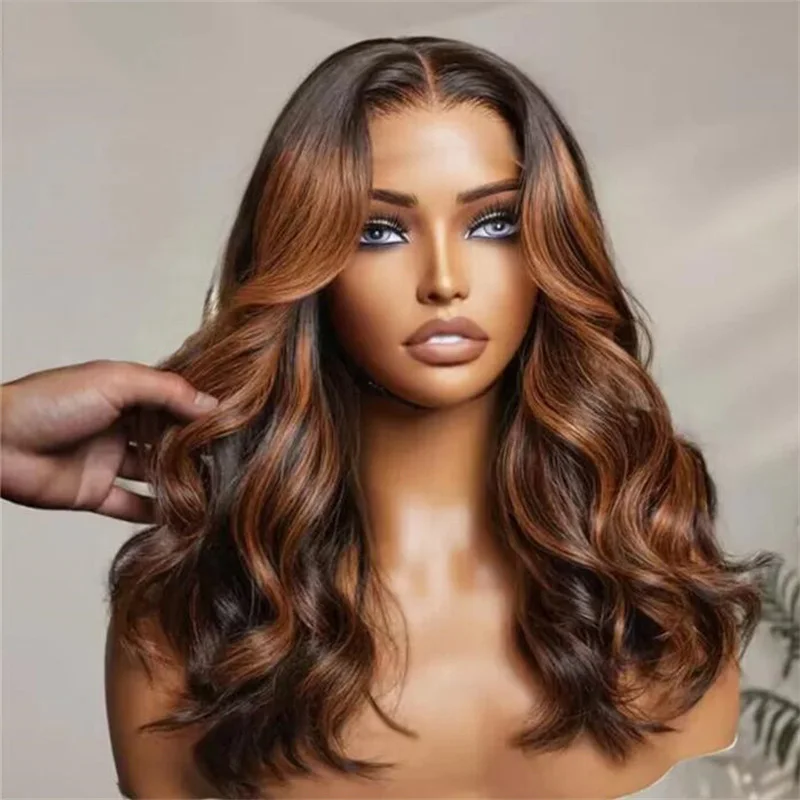 

HD Lace 200Density 26'' Brown Body Wave Jewish 5x5 Silk Base European Human Hair Wig For Women BabyHair Gluelesss Preplucked