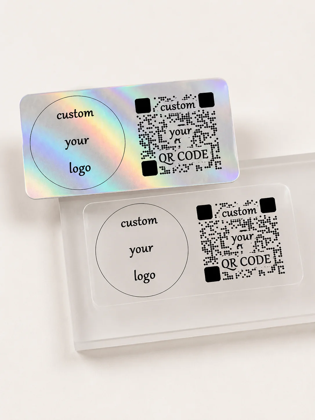 Customized Laser/Transparent Qr Code Stickers｜Supports Personalized Logo Text｜For Business Brand Promotion, Packaging Sealing, and Store Social Media Traffic Generation Labels