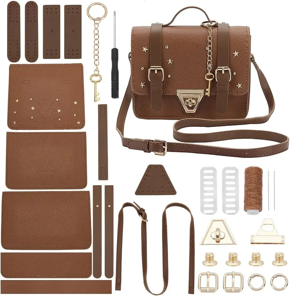 DIY PU Leather Crossbody Bag Making Kit, Handmade Bag Making Accessories for DIY Craft Bags Handbag Sewing Kits Handicraft Bags