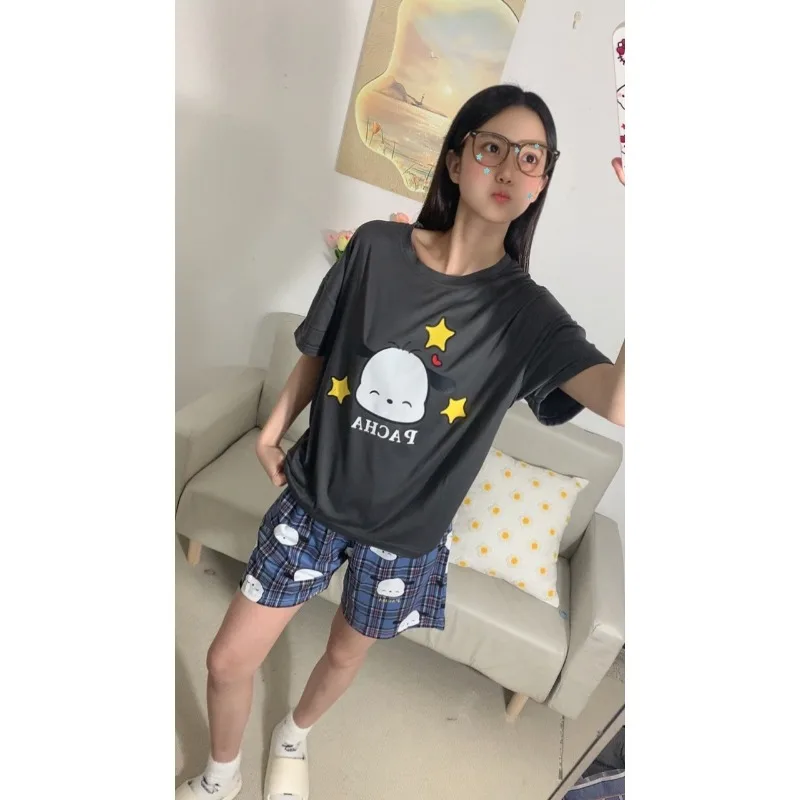 جديد باشا الكلب منامة الكرتون لطيف سانريو الصيف قصيرة الأكمام السراويل منامة مجموعة مريحة وفضفاضة المنزل يمكن ارتداؤها في الخارج #6