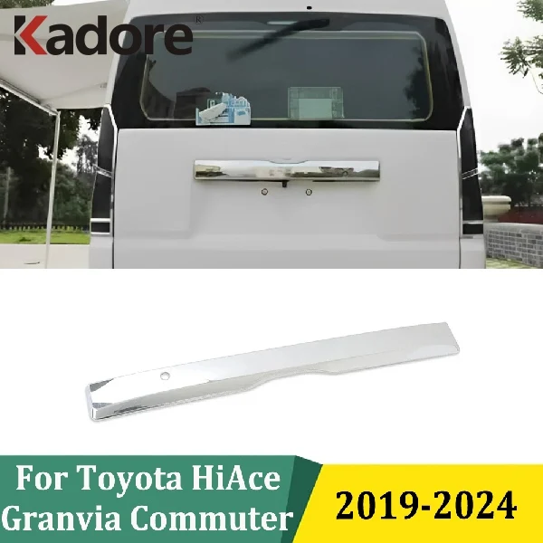 

For Toyota HiAce Granvia Commuter 2019-2022 2023 2024 Rear Trunk Lid Cover Tailgate Strip Back Door Boot Garnish Accessories