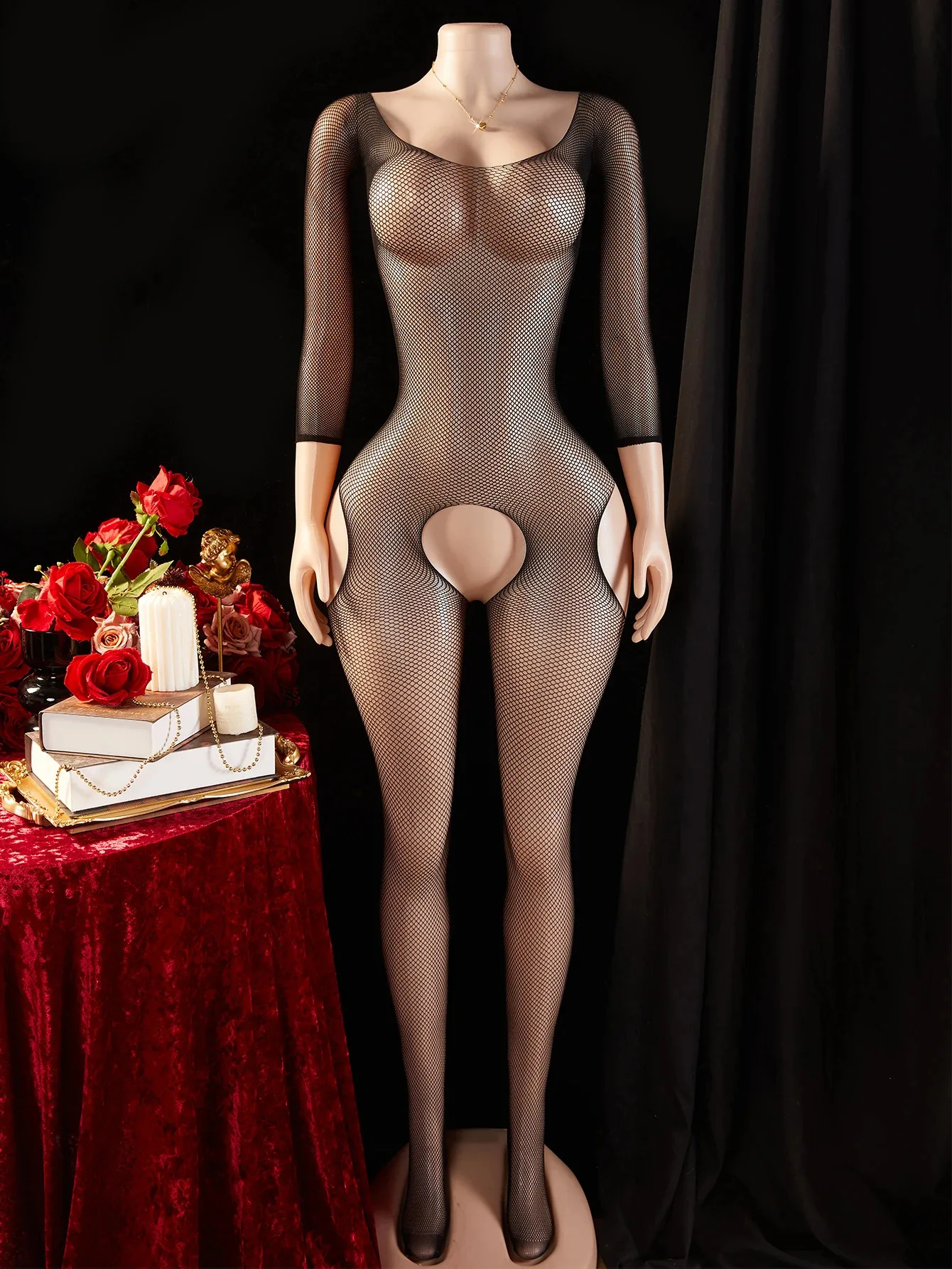 

Sexy Hollow Fishnet Teddies Bodysuit Women Erotic Crotchless Lingerie Solid Bodystockings Mesh Perspective Teddy Bodysuits