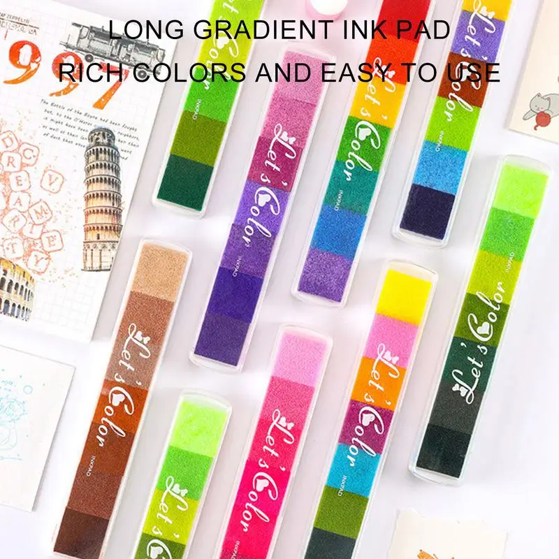 1 Set / Lot 7 Pcs Colors Ink Pads Rainbow DIY Multi-color Craft Rubber Stamps Paper Wood DIY funny work Birthday Gift