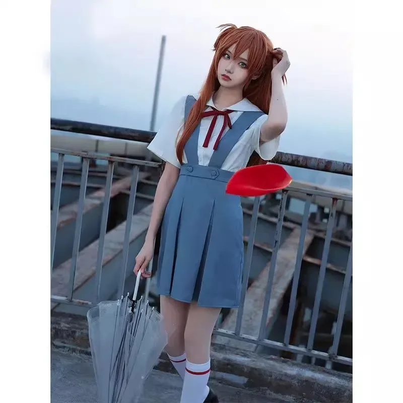 Asuka Langley Soryu Cosplay Girl Women School JK Uniform Dresses  Halloween Loli Clothing