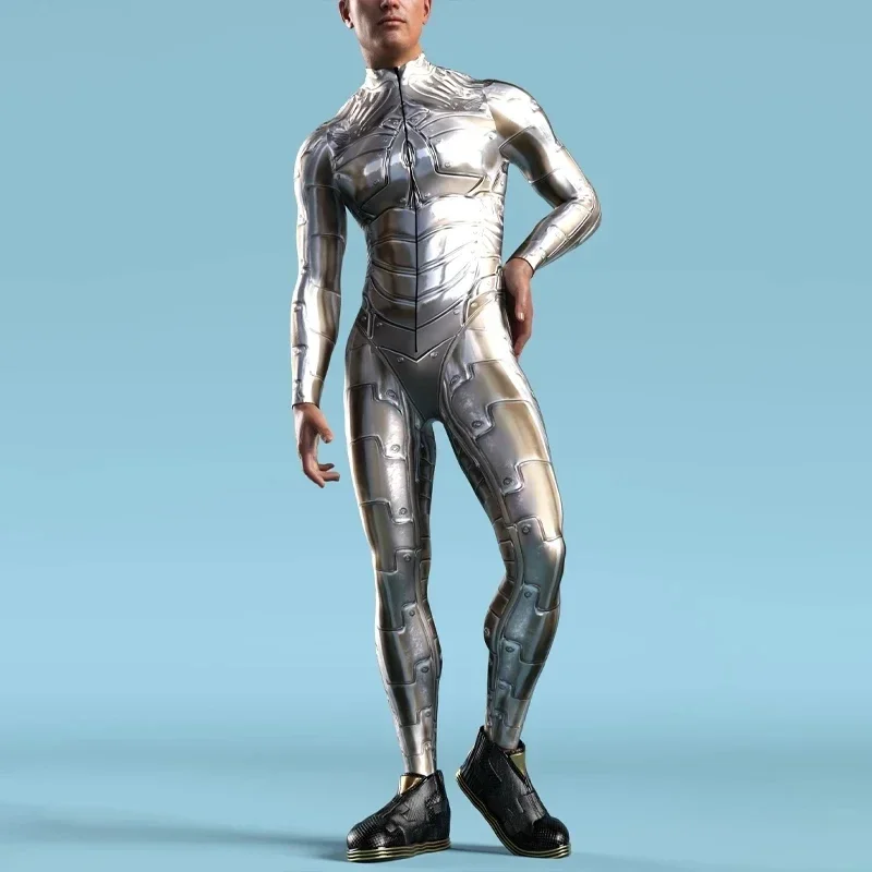 SN60 [You're My Secret] Adult Women Men Steampunk Armor Printed Zentai Bodysuit Long Sleeve Jumpsuit Halloween Party Cosplay 1&2