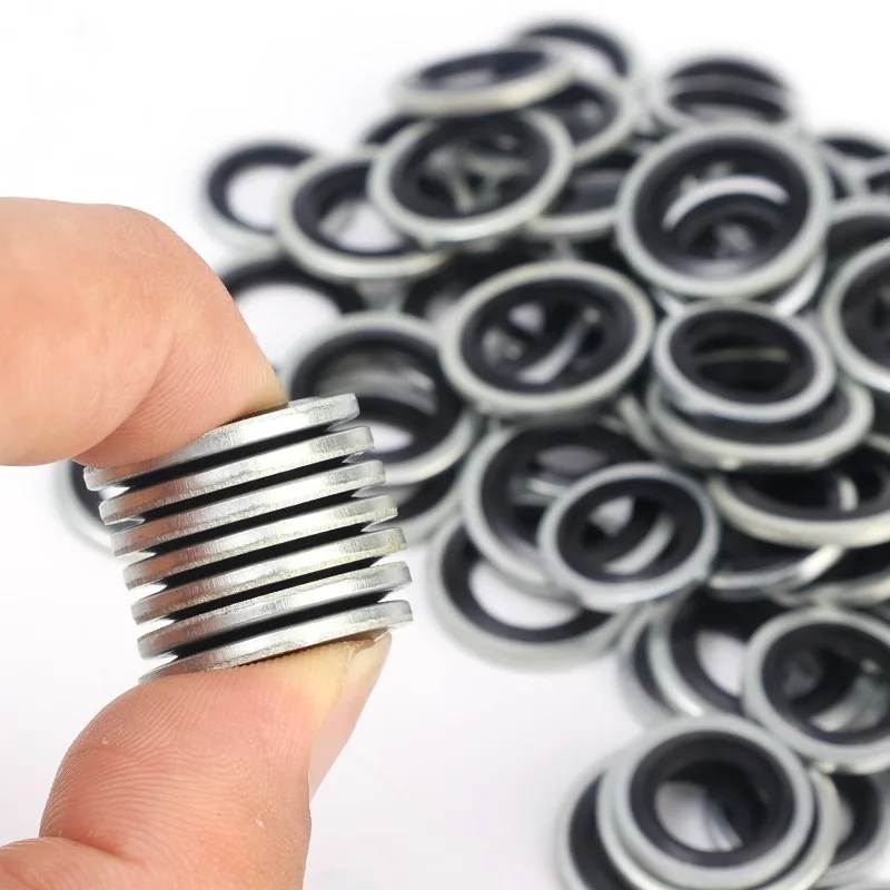 Picture 6: M12/M14 Auto Oil Drain Sump Plug Gasket Self Core Galvanized Seal Ring Washer For Car Engine Oil Change Sealing Replacement Part