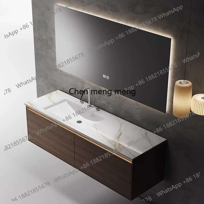 E153 High-end rock slab hot bending integrated basin bathroom cabinet combination wash basin cabinet bathroom washbasin cabinet
