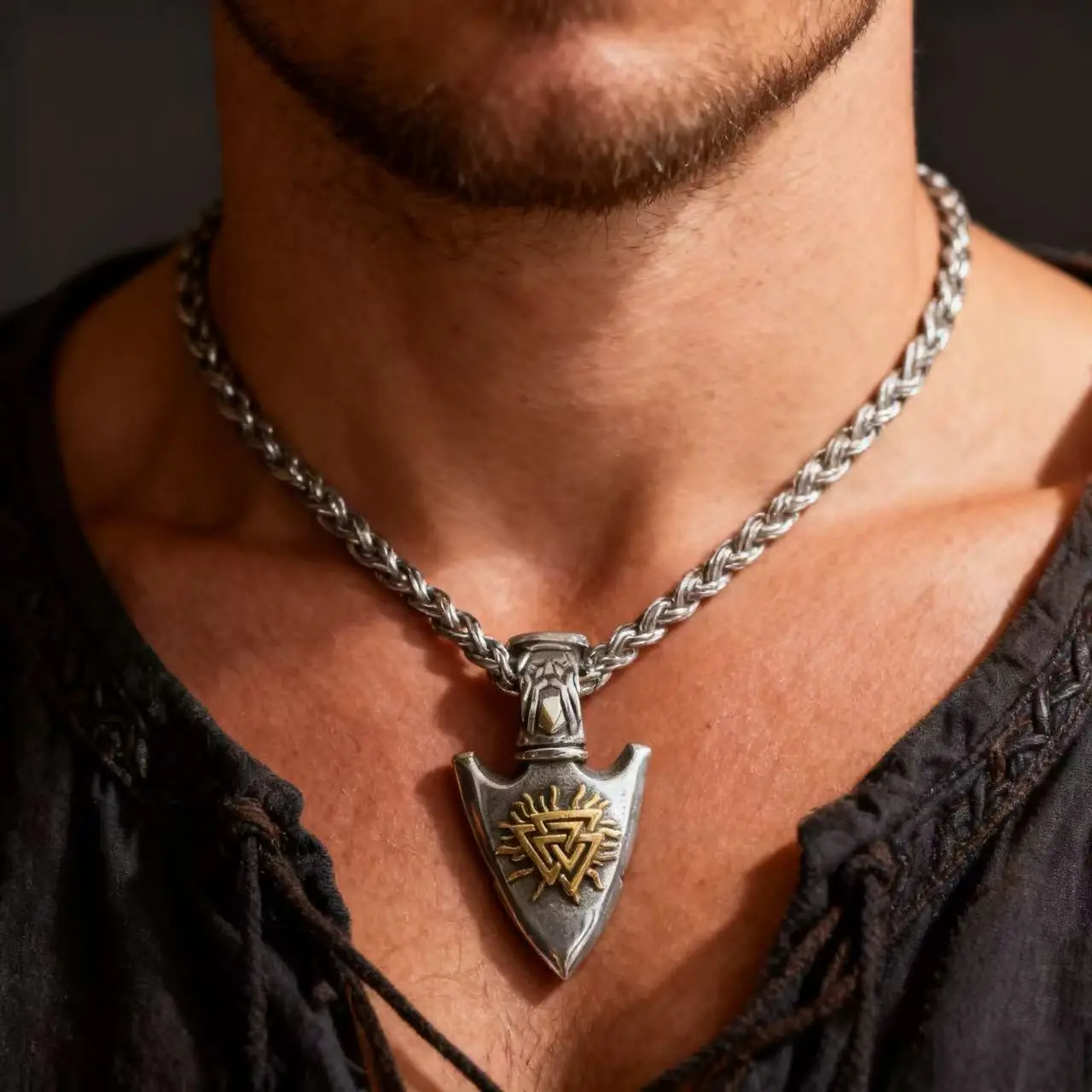 HNSP Viking Compass Vegvisir Necklace Pendant For Men Nordic Odin Valknut Vintage 316L Stainless Steel Jewelry Accessories