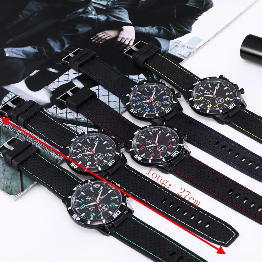 High Quality Mens Silicone Strap Sports Watch Quartz Watches Quartz Wristwatches Wristwatches