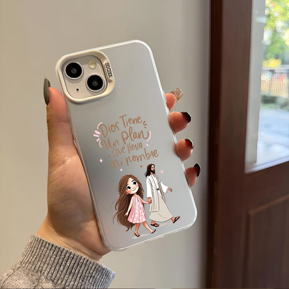 حافظة هاتف جميلة تظهر فتاة محظوظة المشي مع الله لهاتف iPhone 16 15 14 13 12 11 Pro Max Plus #4