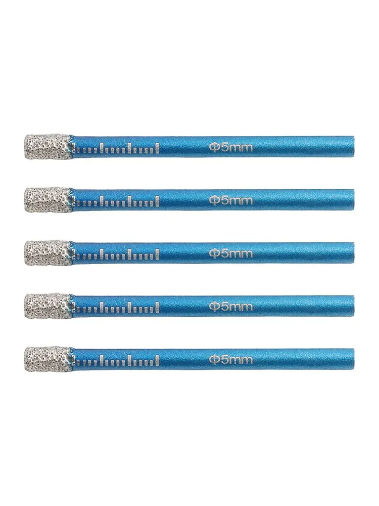 Efficiently Cut through Hard Materials with this Set of 5 Diamond Coated Core Drill Bits Featuring a 5mm Shank