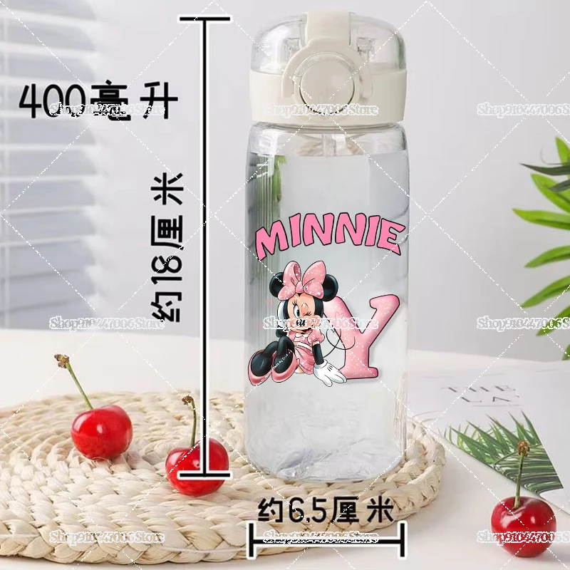 ขวดน้ำพิมพ์ลายมิกกี้ มินนี่ เมาส์ A-Z พร้อมสายสะพายสำหรับเด็ก แก้วนม กาแฟ น้ำผลไม้ 400 มล. แก้วน้ำพกพาสำหรับอาหารเช้า