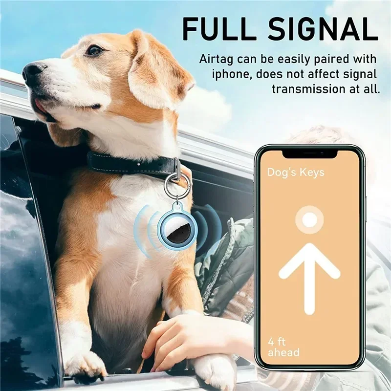 Waterproof Anti-lost Keychain Holder for Apple Airtag Transparent TPU Case Dog Cat Pet Collar Keys Tracker Protective Full Cover