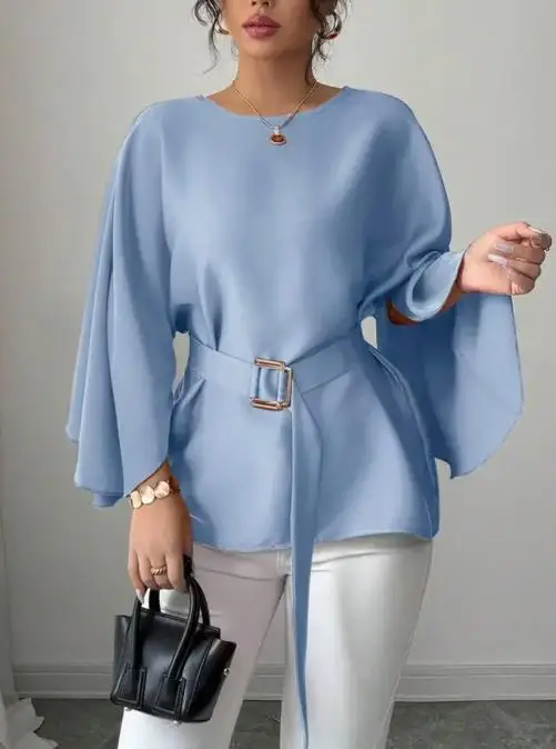 2025秋冬新作 エレガント無地シャツ、七分袖 レディース