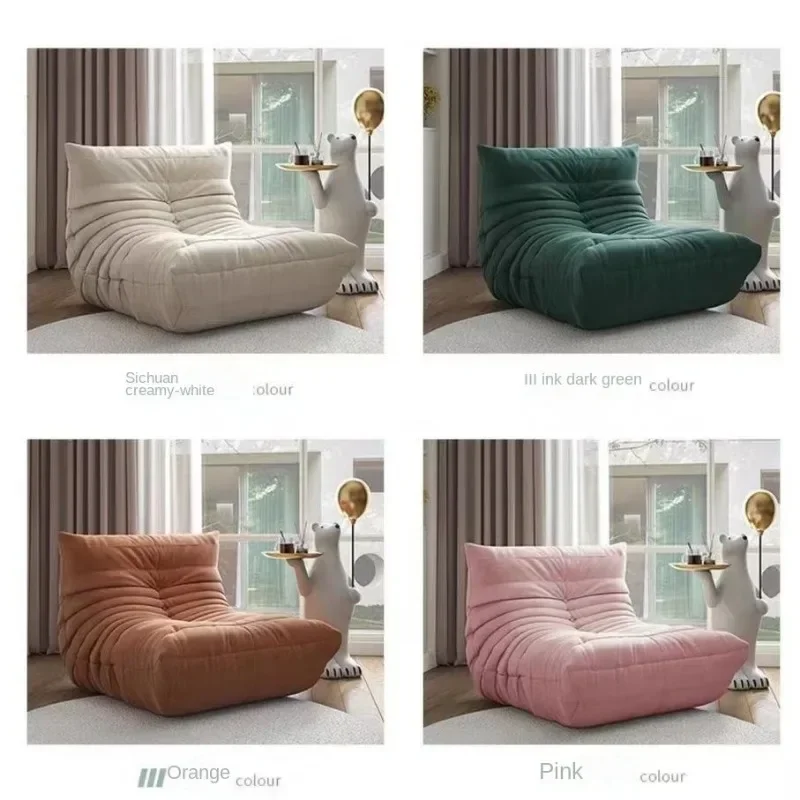 Chenille Sleepable Lazy Sofa with Caterpillar Cushions, Perfect for Bedroom, Balcony or Tatami, Single Seater Ins Popular