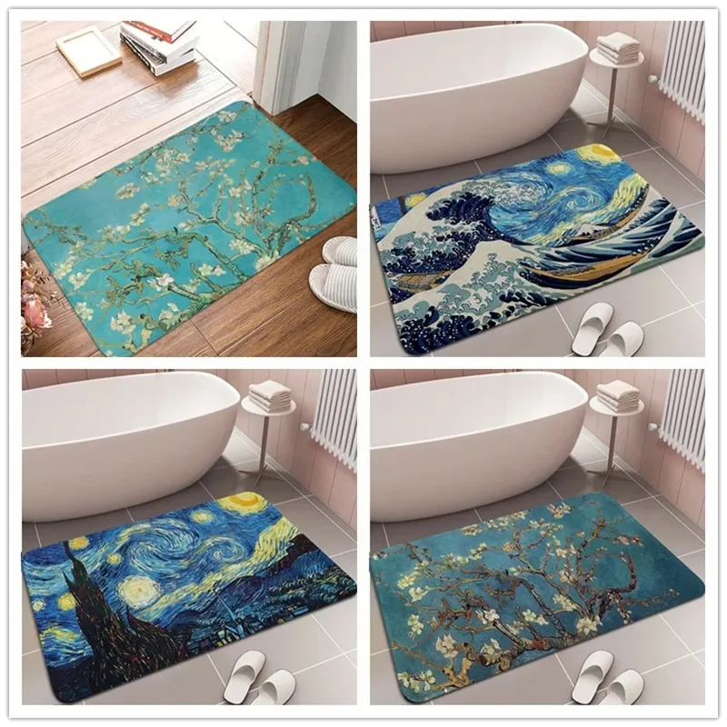 Van Gogh Oil Painting Art Doormat Washable Indoor Outdoor Home Decoration Carpet Non Slip Bedroom Mat Kitchen Balcony Floor Rug