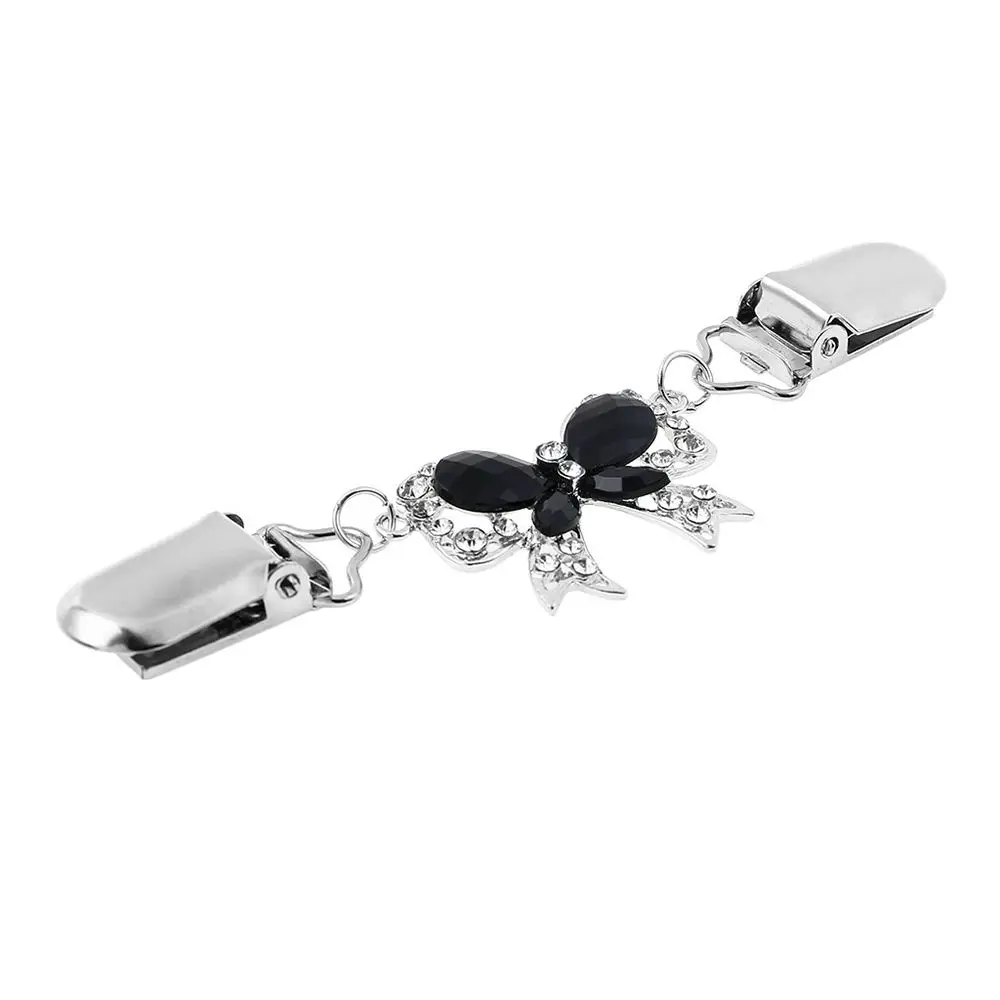 Clothing Metal Holder Diamond-studded Cardigan Collar Clip Sweater Shawl Clips Butterfly Bow Brooches Duck-mouth Plated Clasps