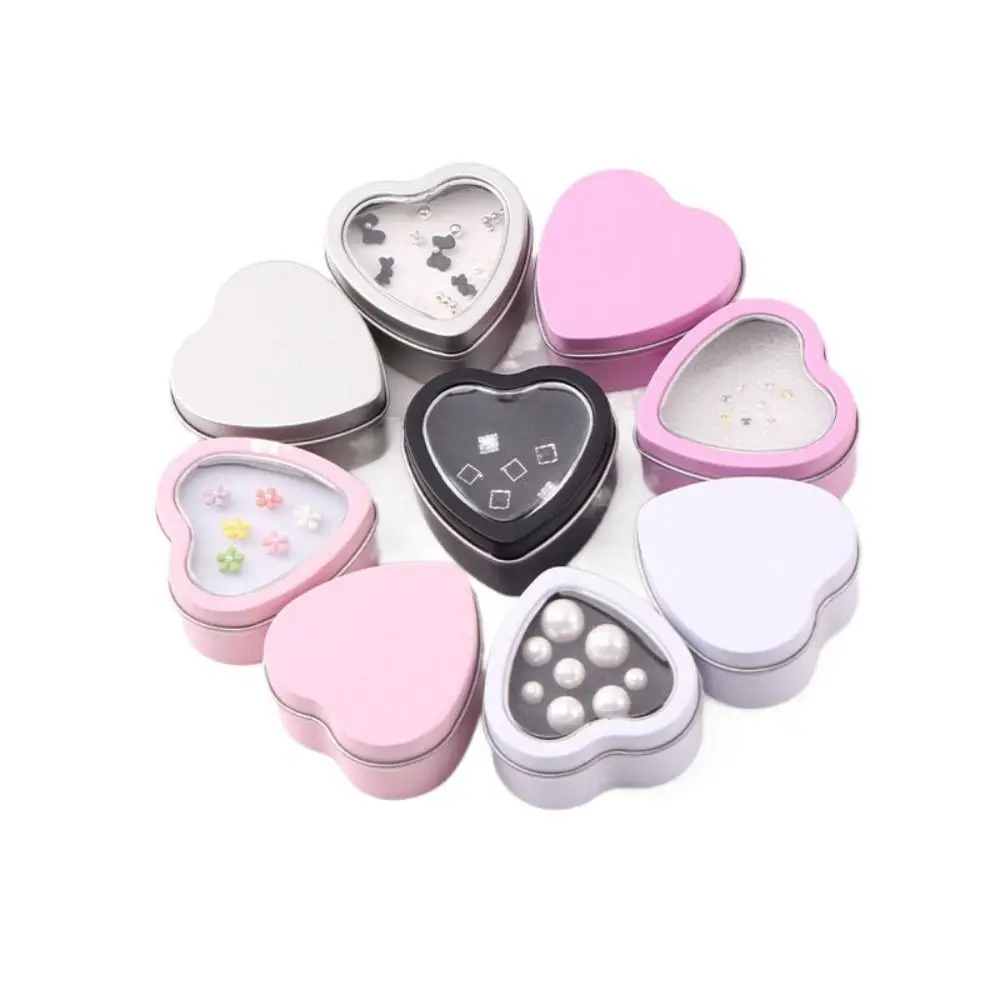 Creative Tinplate Heart Shape Tins Empty Silver/Red/Pink Heart Metal Box Refillable with Lid Candle Making Jars for Candle