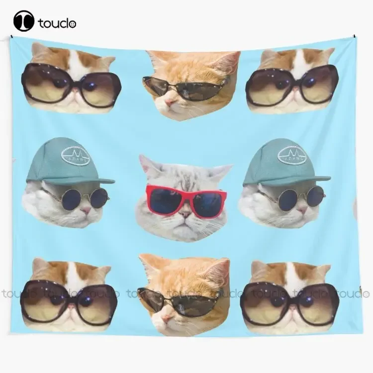 New Cats With Glasses Stickers Pack Tapestry Tapestry Cool Tapestry Wall Hanging For Living Room Bedroom Dorm Room Home Decor