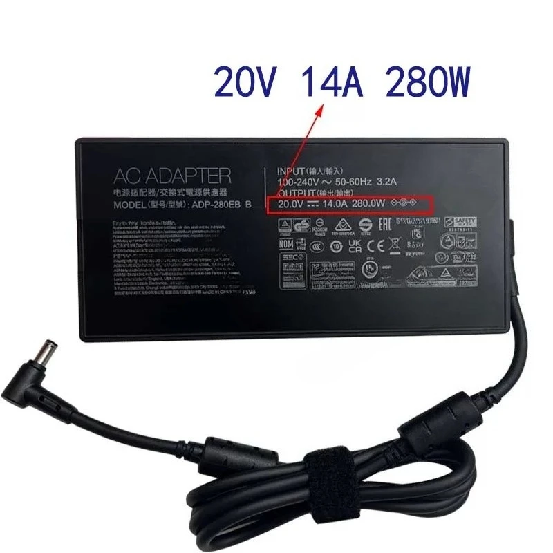 280W AC Adapter For ASUS ROG Zephyrus Duo 16 TUF Gaming A16 FA617 Scar 8 7 6 Laptop Charger